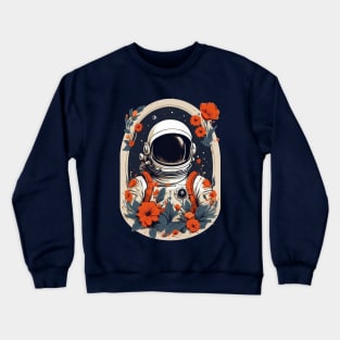 Floral Astronaut by Akbaly Crewneck Sweatshirt